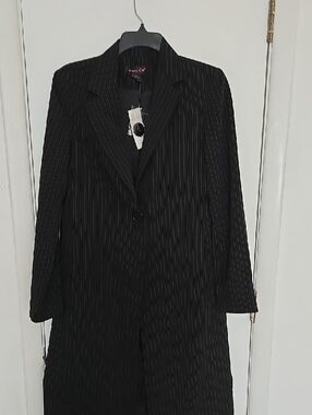 Shape FX Black Pinstripe Single-Button Blazer